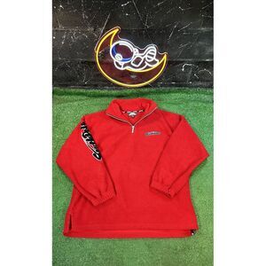 Vtg Southpole Fleece Pullover 1/4 Zip Red Mens Size LG 90s‎ 2000s Y2k Baggy
